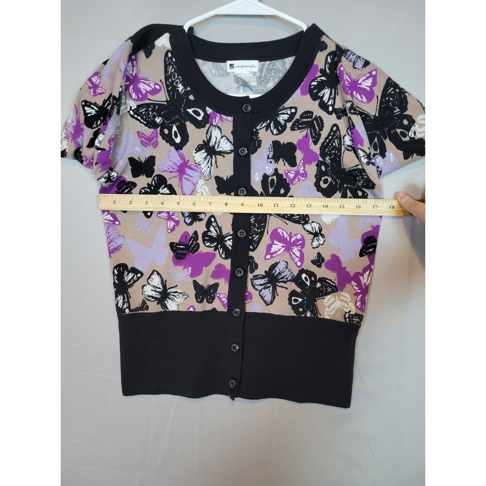 Vintage Butterfly Print Fitted Short Cardigan Womens Small Cute Coquette Dainty - Picture 4 of 9